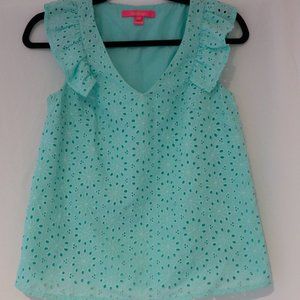 LILLY PULITZER - Lina Eyelet Top - Surf Blue